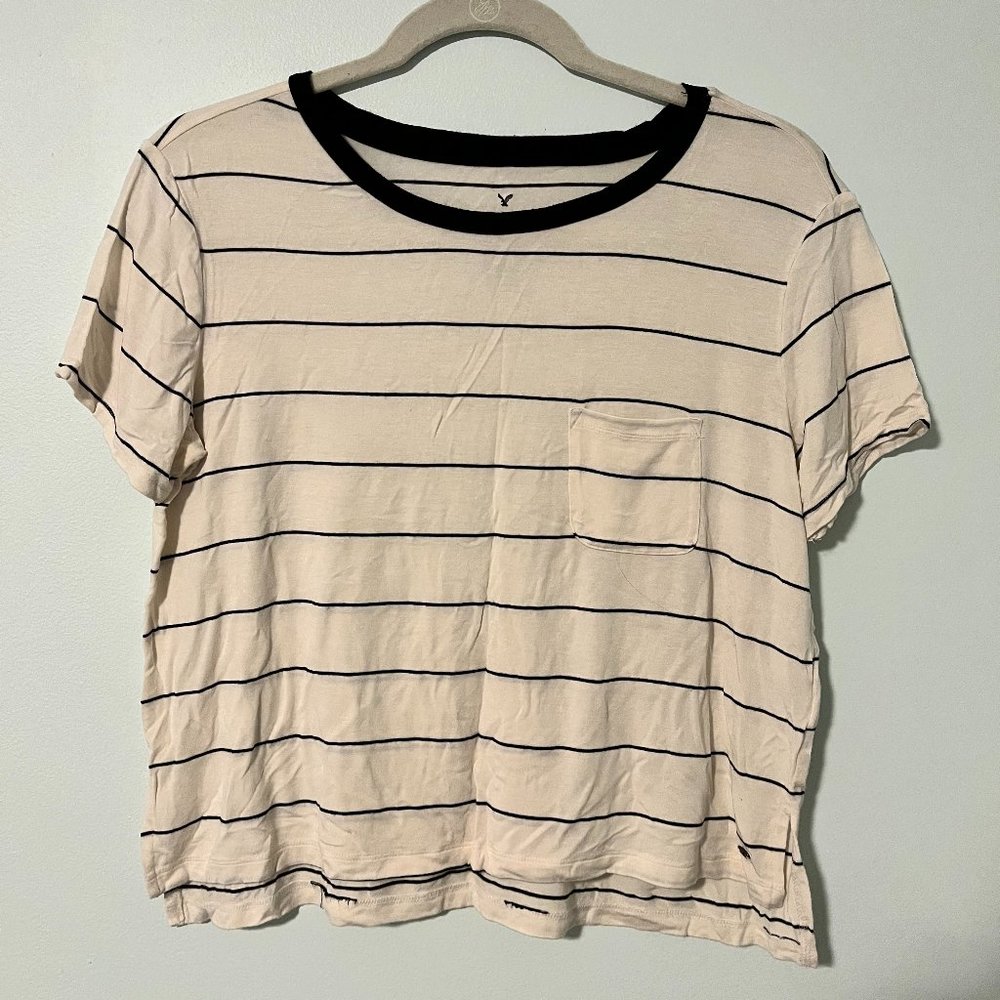 Women's American Eagle Short-Sleeve Striped Casual Tee
